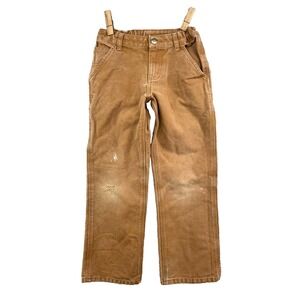 Carhartt Carpenter Pants Youth Boys 10 Brown Canvas Hammer Loop Workwear Utility